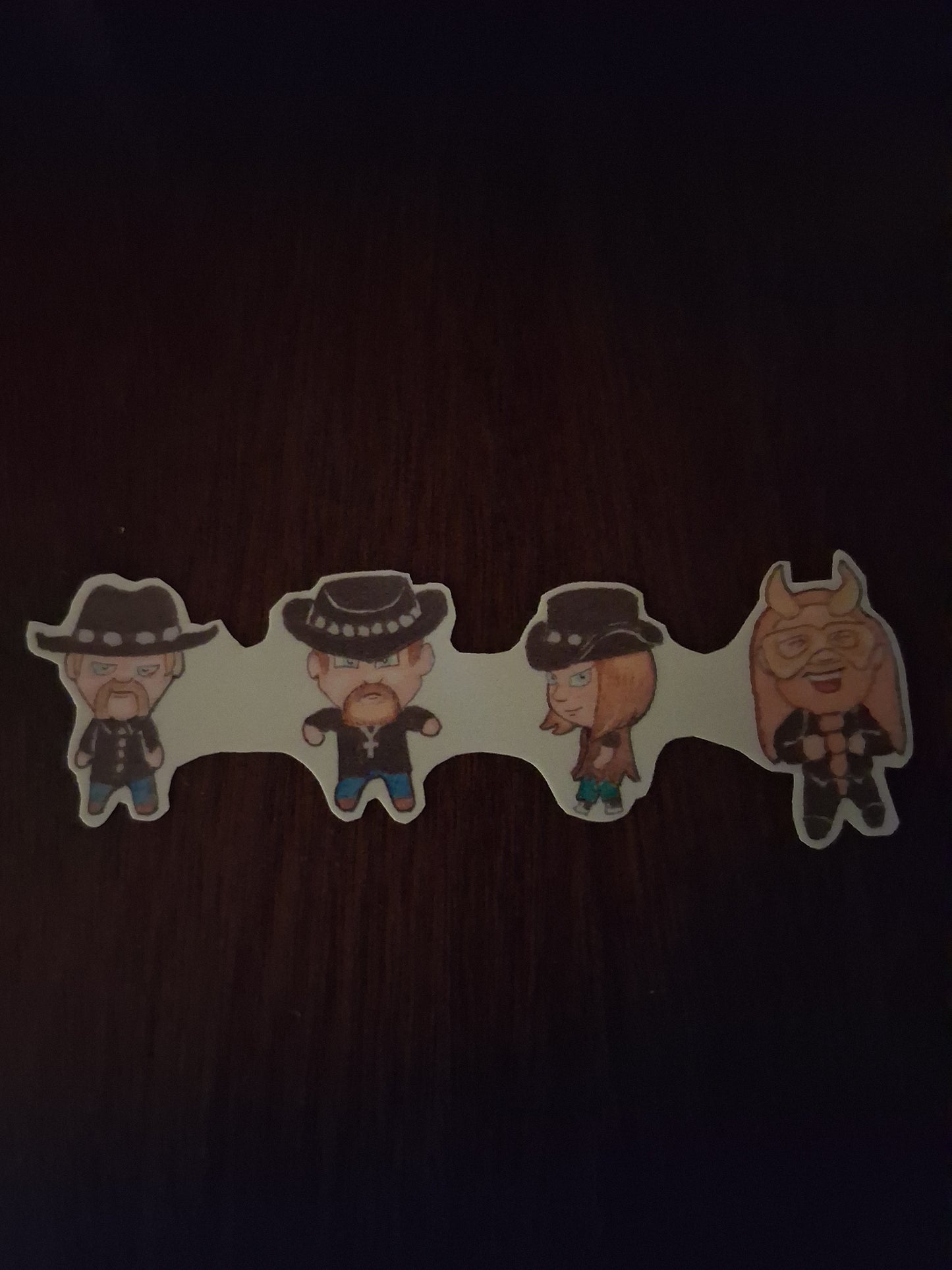 2 inch-tall by 5 1/2-inch-wide glossy sticker and 2 inch-tall by 3 inch-wide glossy sticker